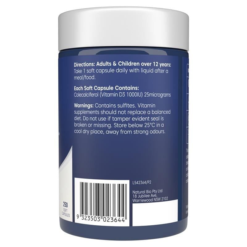 Bioglan Vitamin D3 1000IU 250 Viên