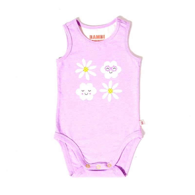 Bambi Mini Co. Bộ đồ liền thân Supersinglet cho bé gái họa tiết hoa tím và sọc kẹo 2 bộ 0 Trẻ sơ sinh