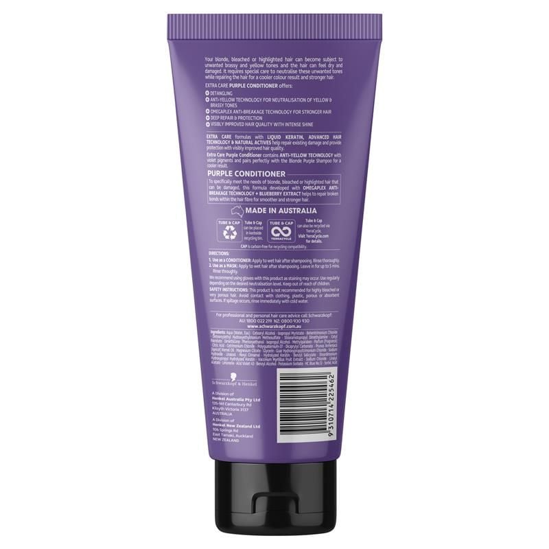 Dầu xả Schwarzkopf Extra Care Blonde Anti-Yellow Toning Purple 250ml