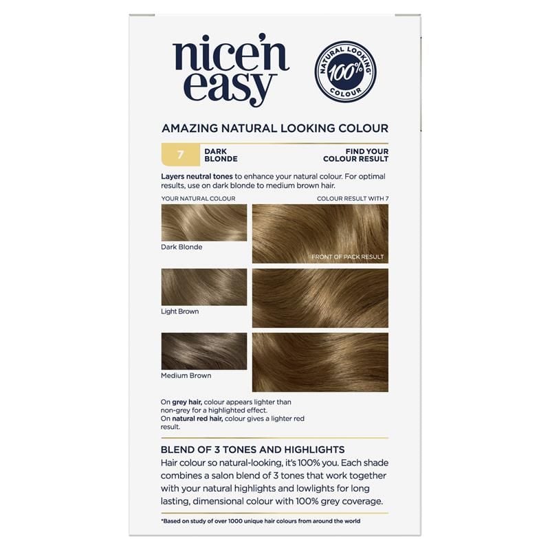 Thuốc nhuộm tóc vĩnh viễn màu vàng sẫm tự nhiên Clairol Nice N Easy 7