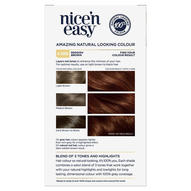 Thuốc nhuộm tóc vĩnh viễn Clairol Nice N Easy 4.5RB Natural Reddish Brown