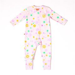 Bambi Mini Co. Wrigglesuit bé gái màu hồng neon hoa 0-3
