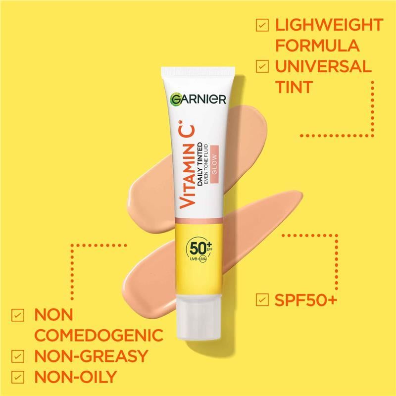 Kem nền Garnier Vitamin C Glow Daily Tinted Eventone Fluid SPF 50+ 40ml