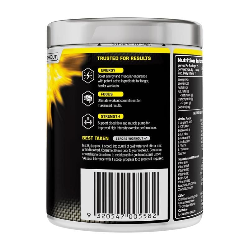 Bột tập luyện trước VitalStrength Raspberry Rush 225g