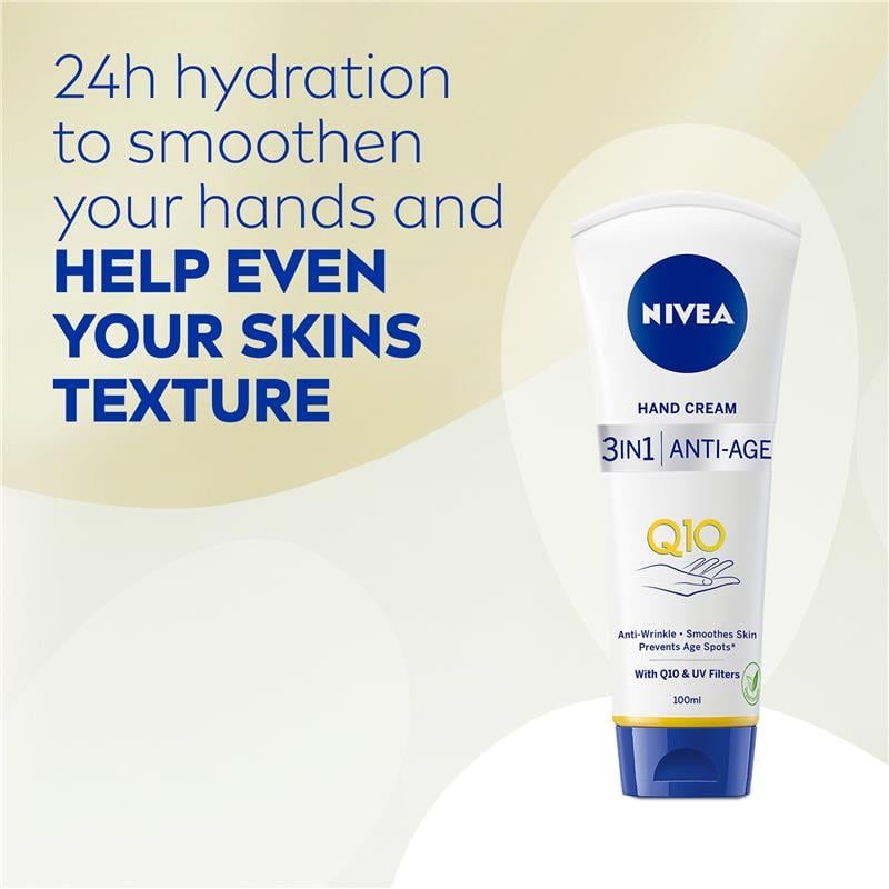 Kem dưỡng da tay chống lão hóa NIVEA Q10 3 trong 1 có bộ lọc tia UV 100ml