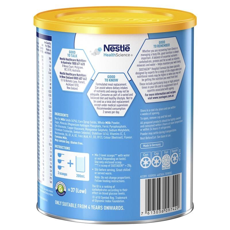 Thực phẩm bổ sung dinh dưỡng Sustagen Hospital Formula hương dâu tây 840g