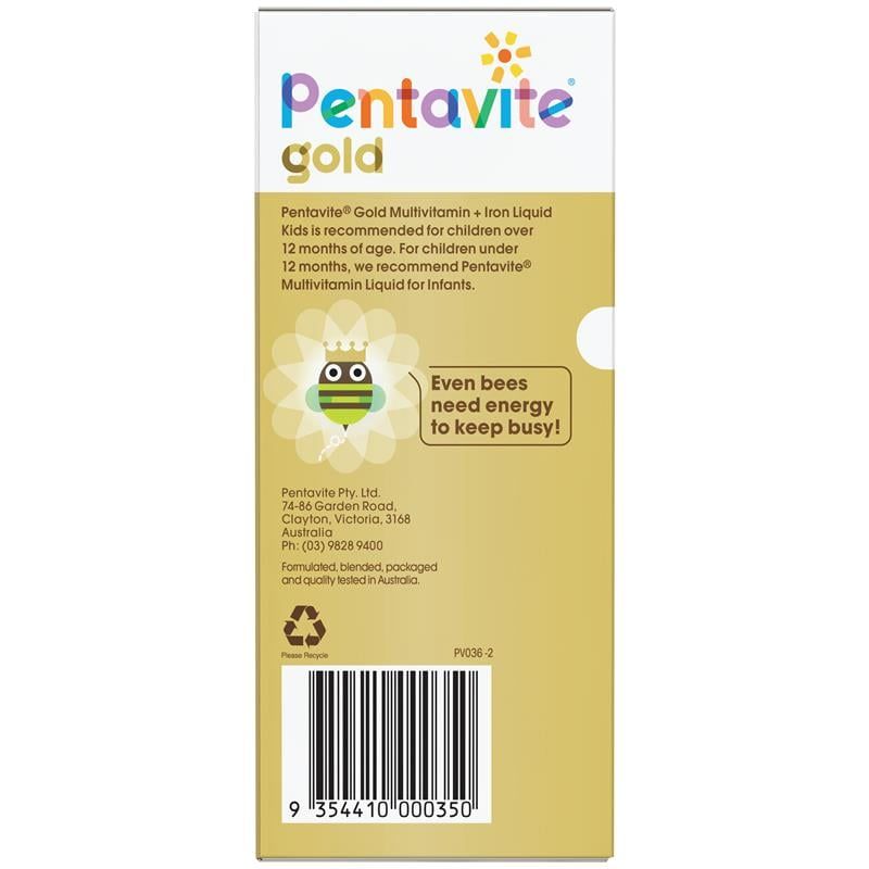 Pentavite Gold Multivitamin + Iron dạng lỏng cho trẻ em 200ml