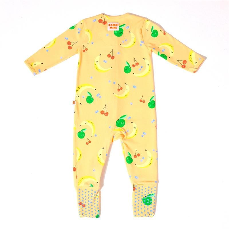 Bambi Mini Co. Wrigglesuit Unisex Salad Trái Cây Cam 6-12 Với Chân Có Độ Bám Dính