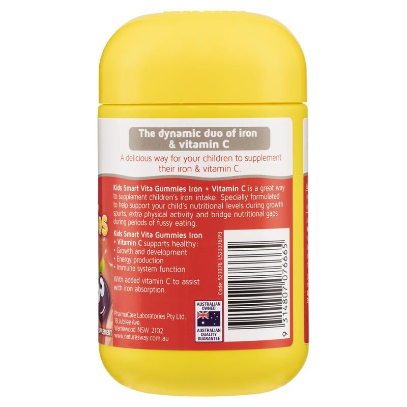 Kẹo dẻo Nature's Way Kids Smart Vita Gummies bổ sung sắt + vitamin C 60 viên
