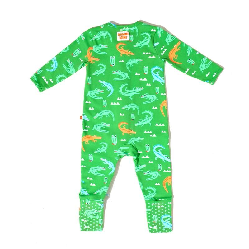Bambi Mini Co. Wrigglesuit bé trai màu xanh lá cây Crocodile Rock 3-6