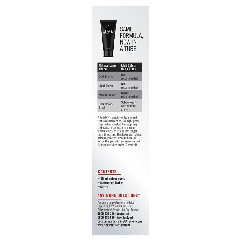 Schwarzkopf Live Colour Đen Đậm 75ml