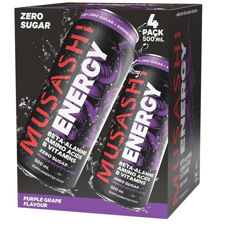 Nước tăng lực nho tím Musashi 500ml x 4 gói