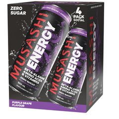 Nước tăng lực nho tím Musashi 500ml x 4 gói