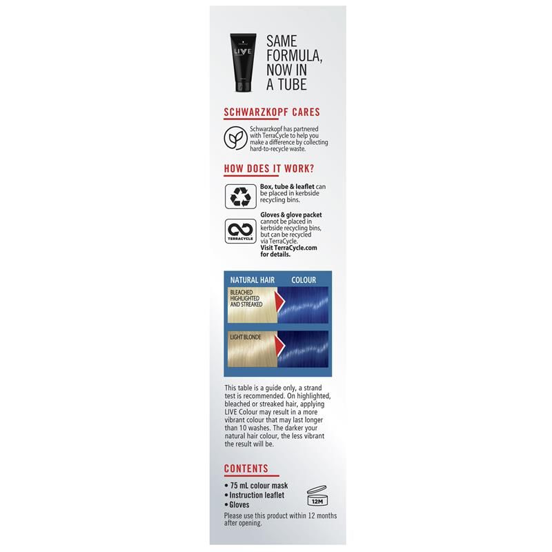 Schwarzkopf LIVE Colour Ultra Bright's Electric Blue 75ml