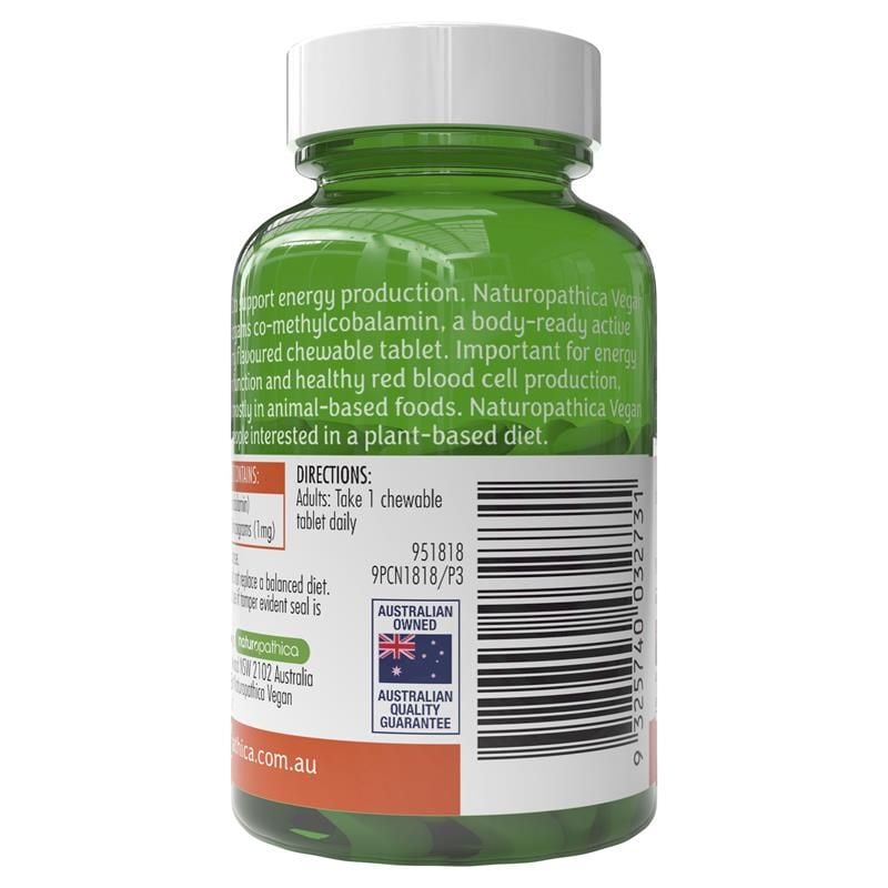 Naturopathica Vegan Active B12 60 Viên nhai