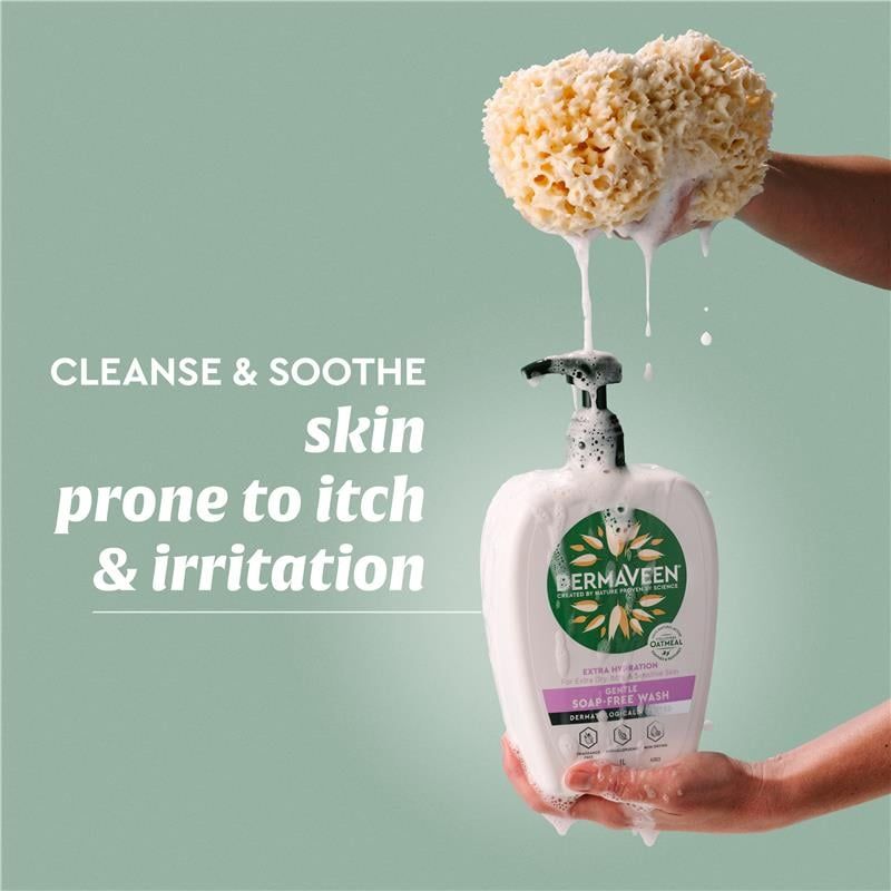 Sữa rửa mặt không chứa xà phòng DermaVeen Extra Hydration Gentle Soap-Free Wash dành cho da cực khô, ngứa và nhạy cảm 250mL