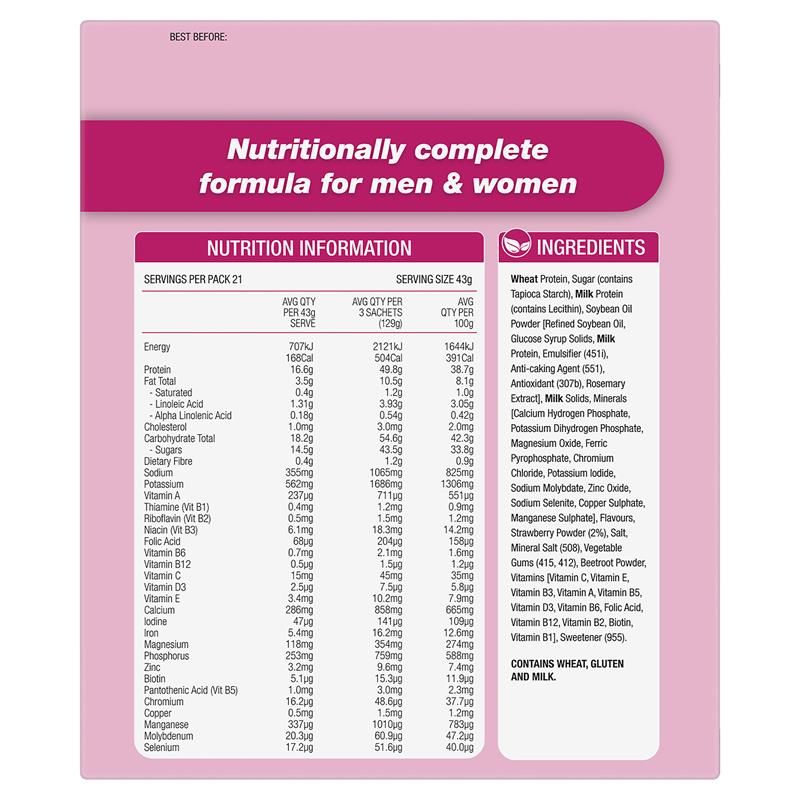 Optislim VLCD Meal Replacement Shake Strawberry 21x43g Gói