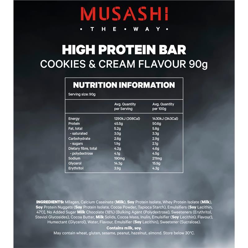 Thanh Protein Cao Cấp Musashi Bánh Quy Và Kem 90g