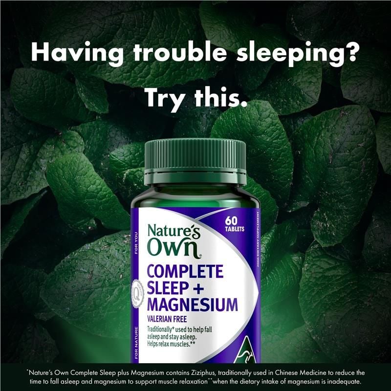 Viên uống hỗ trợ giấc ngủ hoàn chỉnh Nature's Own + Magnesium 60 viên