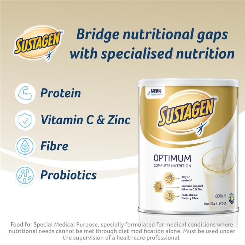 Bột bổ sung dinh dưỡng Sustagen Optimum có chứa Probiotics 800g