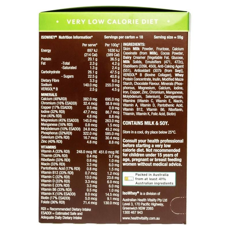 IsoWhey Optimum VLCD Shake + Collagen Chocolate Fudge 18 x 55g