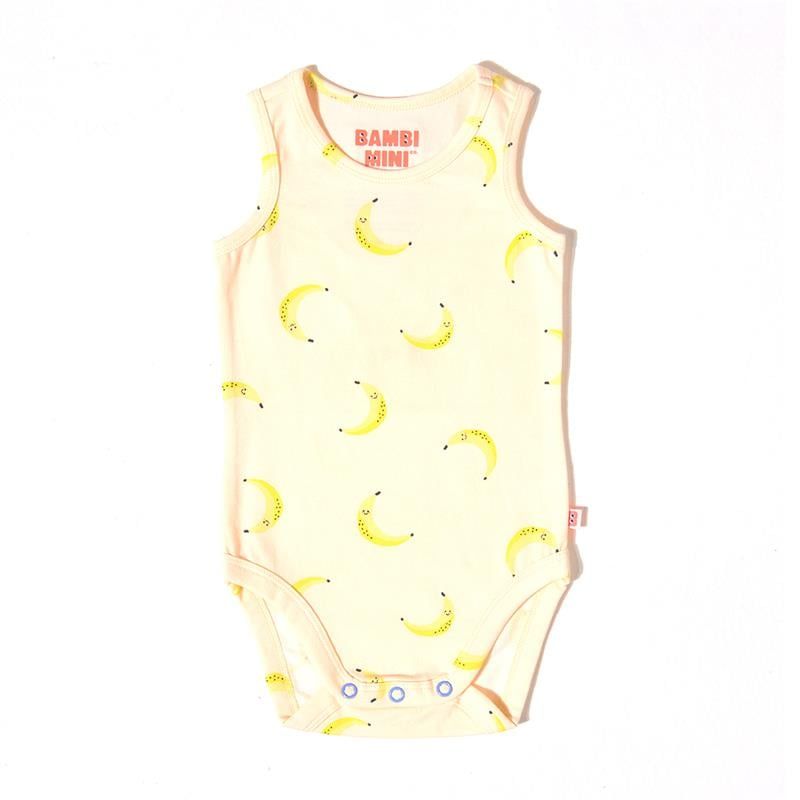 Bambi Mini Co. Bộ đồ liền thân siêu đơn Unisex màu cam tuyệt vời và chuối gói 2 0-3