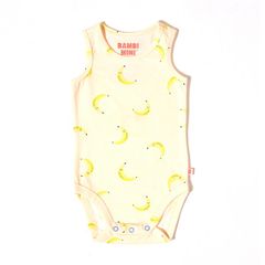 Bambi Mini Co. Bộ đồ liền thân siêu đơn Unisex màu cam tuyệt vời và chuối gói 2 0-3