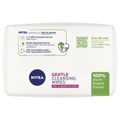 Khăn lau mặt Nivea Gentle Biodegradable dành cho da khô và nhạy cảm, gói đôi 25 miếng