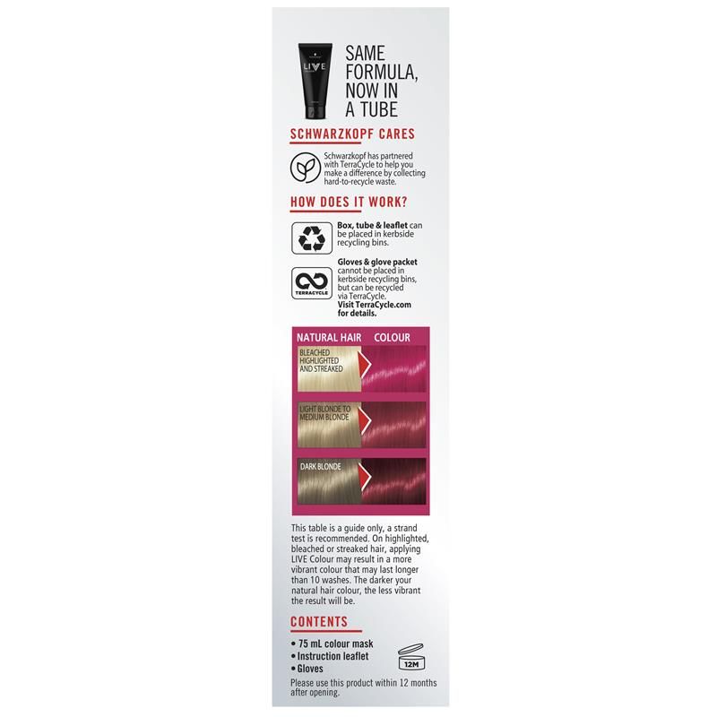 Schwarzkopf LIVE Colour Ultra Bright's Raspberry Rebel 75ml