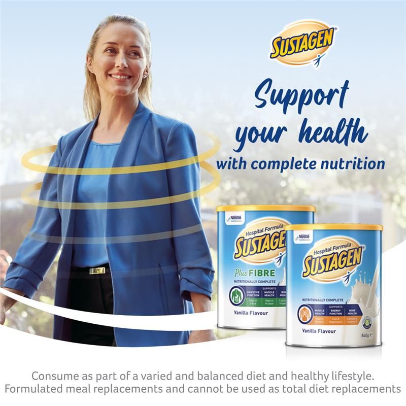 Sustagen Hospital Formula + Thực phẩm bổ sung dinh dưỡng Fibre hương vani 840g