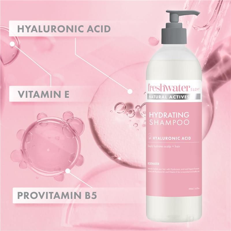 Dầu gội dưỡng ẩm Freshwater Farm Hyaluronic Shampoo Rosewater 500ml