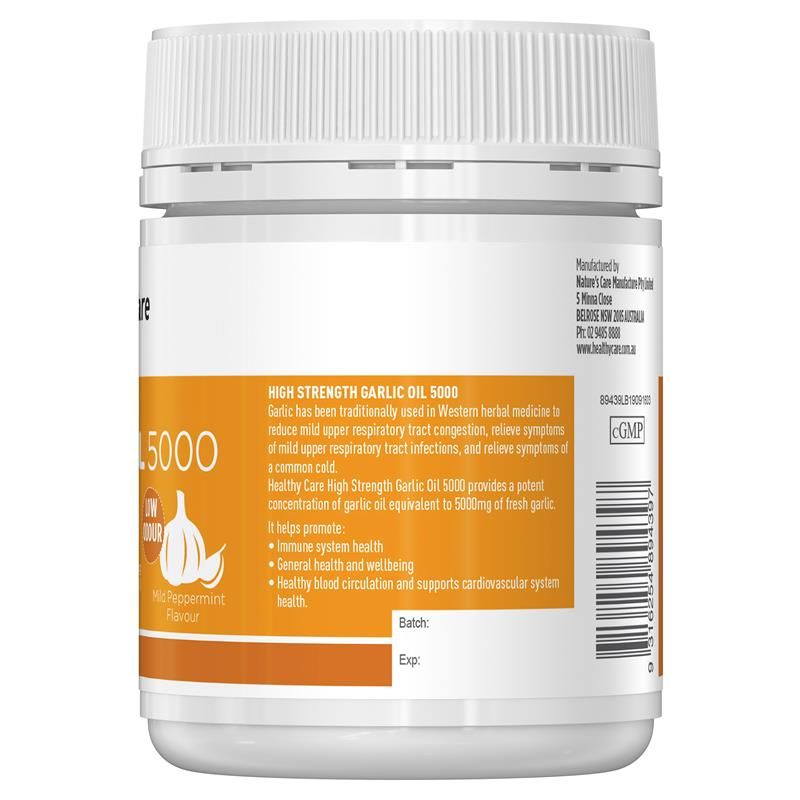 Dầu tỏi Healthy Care High Strength 5000mg 150 viên nang