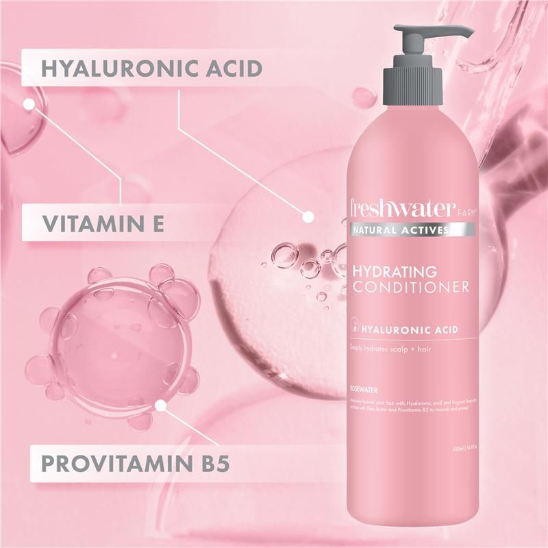Dầu xả dưỡng ẩm Freshwater Farm Hydrating Hyaluronic Rosewater 500ml