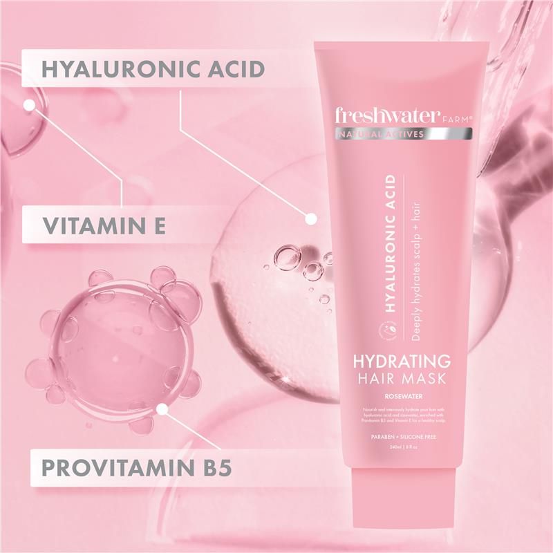 Mặt nạ dưỡng tóc Freshwater Farm Hydrating Hyaluronic Rosewater 240ml