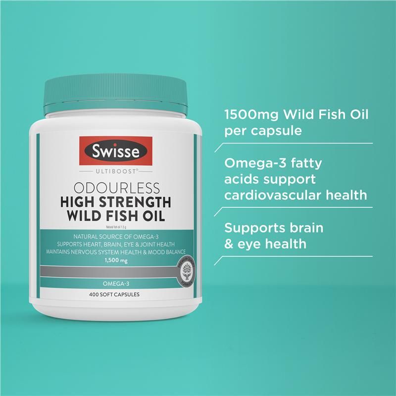 Dầu cá hoang dã không mùi Swisse Ultiboost 1500mg 400 viên nang