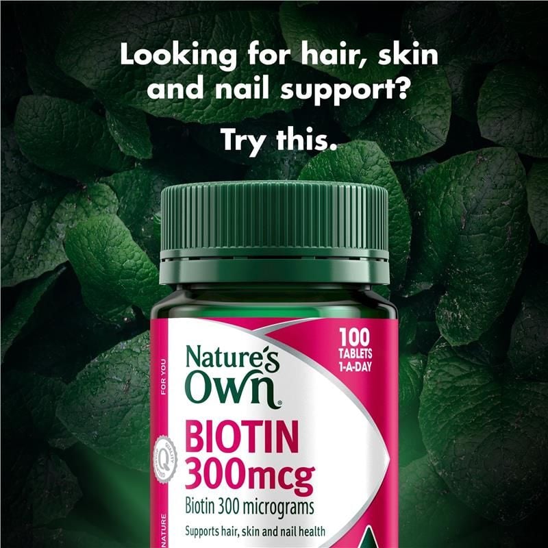 Nature's Own Biotin 300mcg Cho Móng Khỏe Mạnh 100 Viên