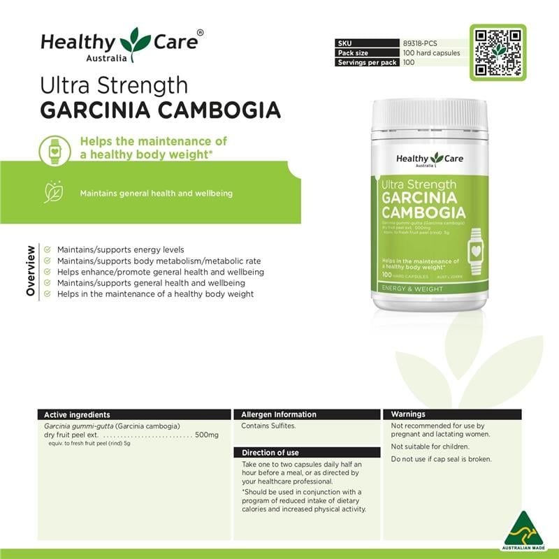 Healthy Care Garcinia Cambogia Ultra Strength 5000 100 Viên Nang