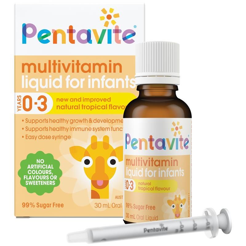 Pentavite Multivitamin dạng lỏng cho trẻ sơ sinh 30ml Hương vị nhiệt đới MỚI