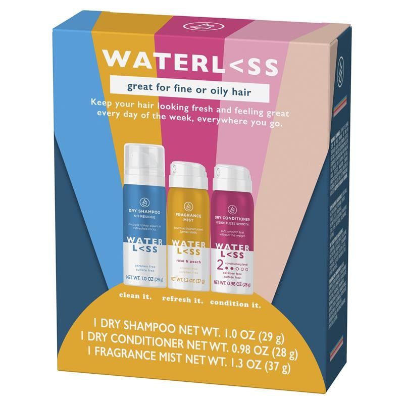 Bộ sản phẩm Waterless Regimen Pack - Dầu gội khô, dầu xả khô và xịt thơm