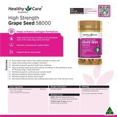 Hạt nho Healthy Care High Strength 58000 200 viên nang