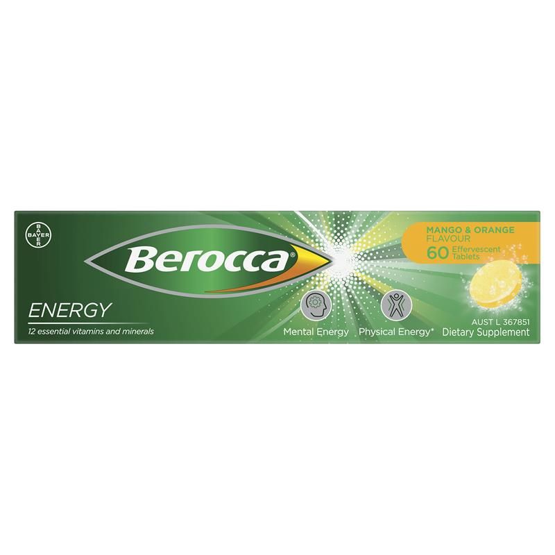 Berocca Energy Mango And Orange 60 Viên Sủi Bọt Size Độc Quyền