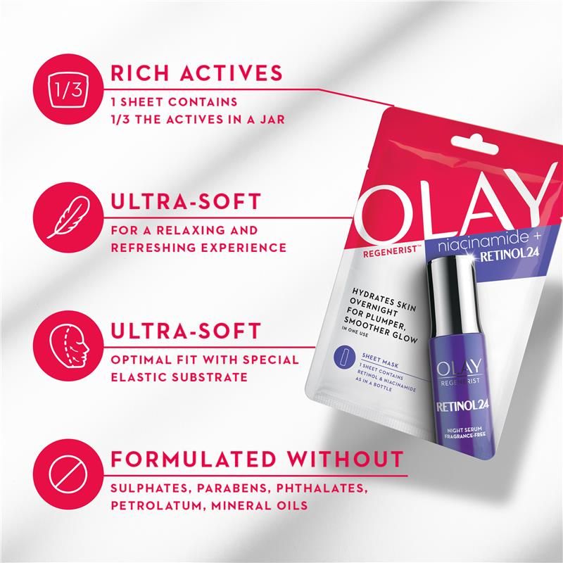 Mặt nạ giấy Olay Regenerist Niacinamide + Retinol24