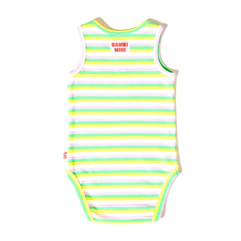 Bộ đồ liền thân Bambi Mini Co. Supersinglet cho bé gái họa tiết hoa tím và sọc kẹo 2 chiếc 0-3