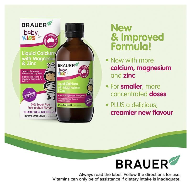 Brauer Kids Calcium dạng lỏng với Magie và Kẽm 200ml