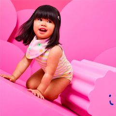 Yếm ngược họa tiết hoa neon và sọc kẹo Bambi Mini Co. Dribblebib GirIs 2 gói