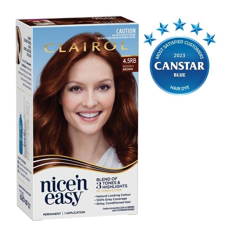 Thuốc nhuộm tóc vĩnh viễn Clairol Nice N Easy 4.5RB Natural Reddish Brown
