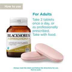 Blackmores Ashwagandha+ Hỗ trợ căng thẳng Vitamin B 60 viên