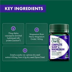 Viên uống hỗ trợ giấc ngủ hoàn chỉnh Nature's Own + Magnesium 30 viên