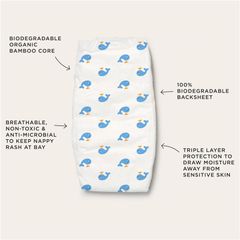 Tã Tooshies Eco làm từ tre hữu cơ cỡ 3 cho trẻ từ 6-11kg, gói 22 chiếc, chỉ bán trực tuyến