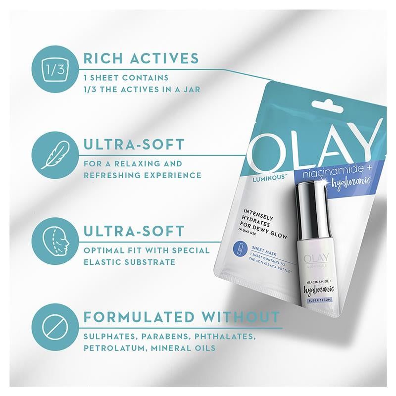 Mặt nạ giấy Olay Luminous Niacinamide + Hyaluronic